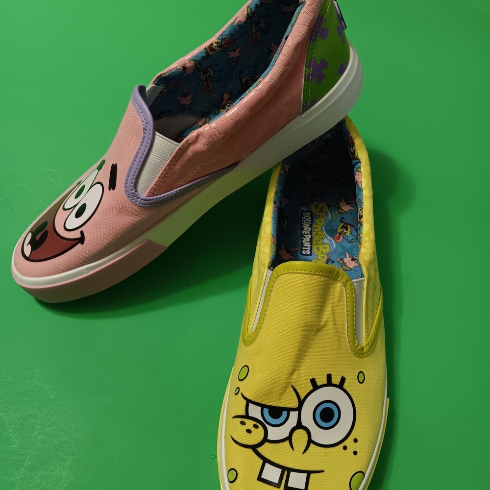 Sponge Bob Squarepants and Patrick Slip On Shoes Preowned Women's Sz 9.5Colorful